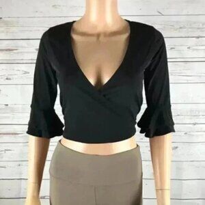 Black Wrap Top NWT SMALL
